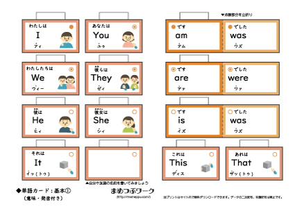 【英語並べ】主語カード1(意味・発音付き)