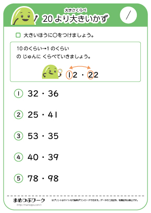 【小1算数プリント】20より大きい数1