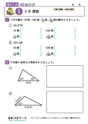 小5・算数【総まとめプリント】(全8枚) | まめつぶワーク