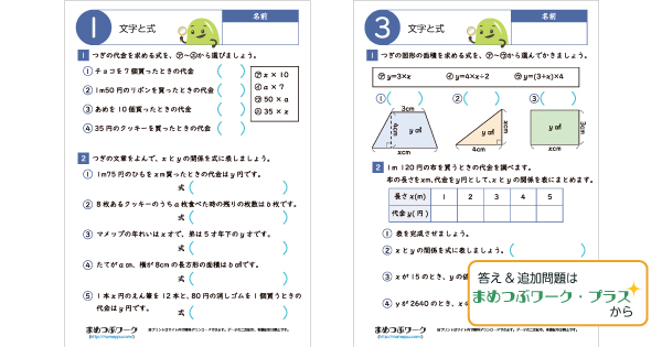 小6算数プリント|文字と式のサムネイル画像