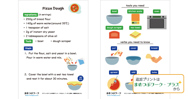 英語プリント|ピザのレシピのサムネイル画像