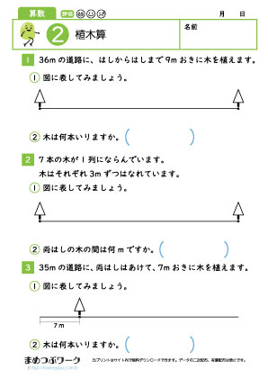 小3算数プリント|植木算2