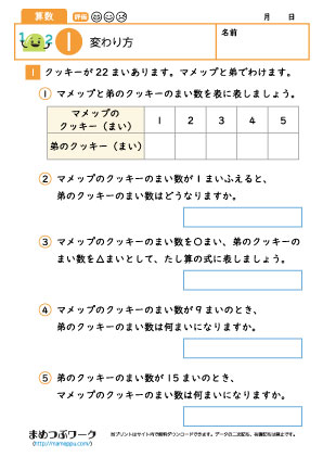 小4算数プリント|変わり方1