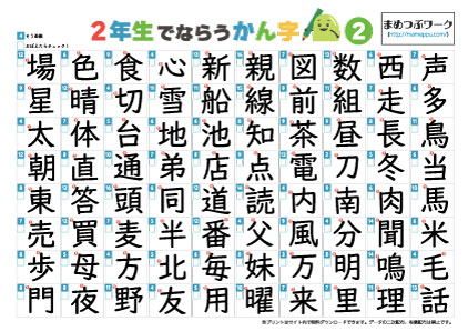 小2で習う漢字表2