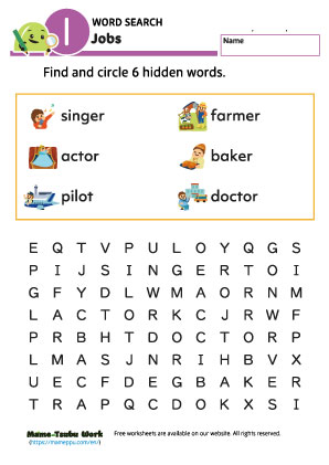 word search worksheets|jobs1