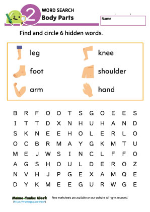 word search worksheets|body parts2