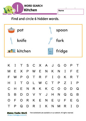 word search worksheets|kitchen1