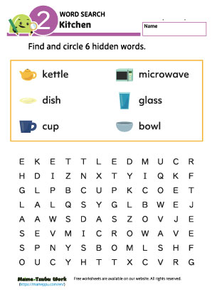 word search worksheets|kitchen2