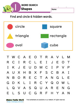 word search worksheets|shapes1