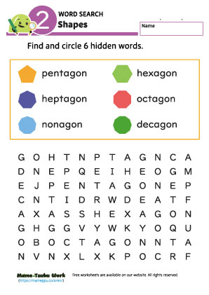 word search worksheets|shapes2