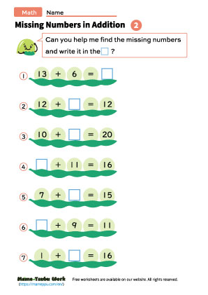 grade1 math worksheets|missing numbers2