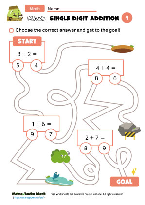 grade1 math worksheets|maze1