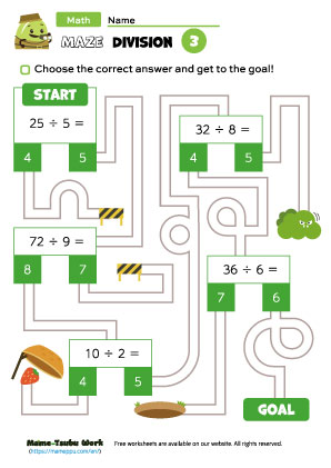 grade3 math worksheets|maze3