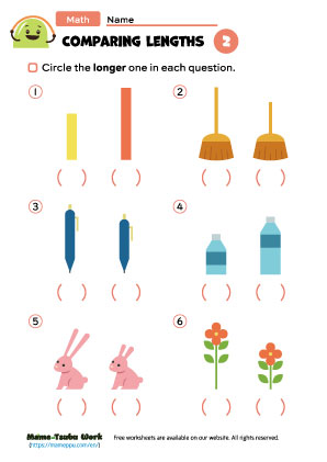 grade1 math worksheets|lengths2