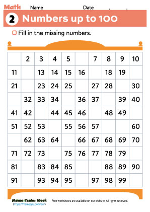 grade1 math worksheets｜numbers2