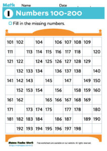 Count to 300｜Number Charts｜Worksheets for Grade2 | Mame-Tsubu Work