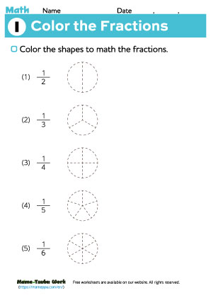 grade2 math ｜color fraction1