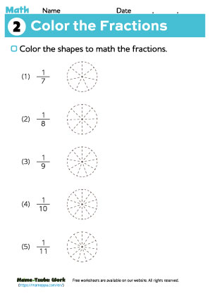 grade2 math ｜color fraction2