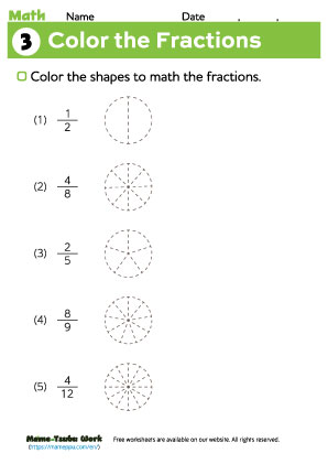 grade3 math ｜color fraction3