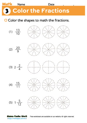 grade4 math ｜color fraction3