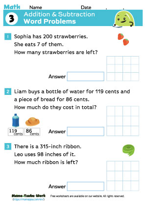 grade2 word problems worksheet3