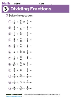 grade6 math worksheet3