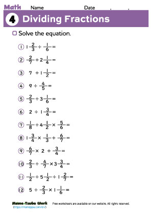 grade6 math worksheet4