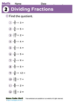 grade6 math worksheet2