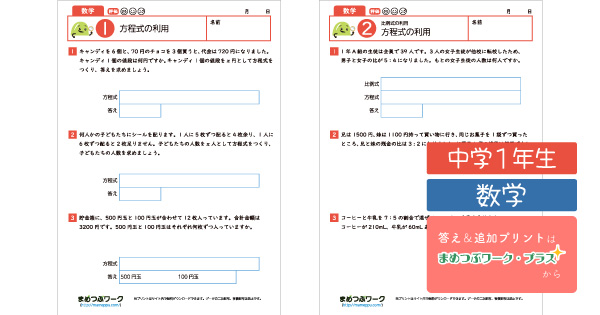 中1数学プリントのサムネイル画像