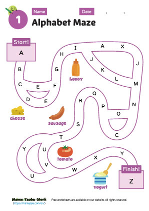 alphabet maze worksheet1