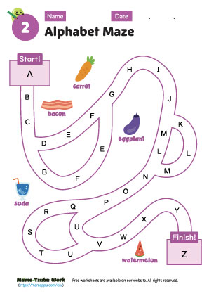 alphabet maze worksheet2