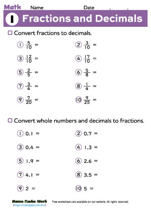 grade5 math worksheet1
