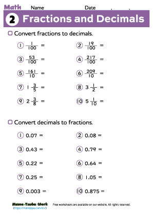 grade5 math worksheet2