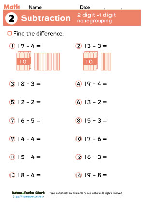 grade1 math subtraction2
