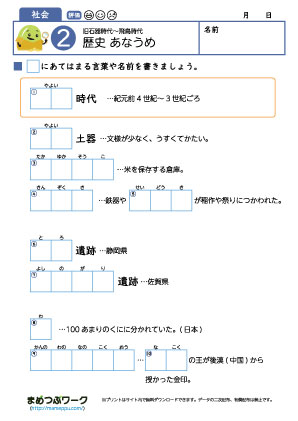 歴史穴埋めプリント2
