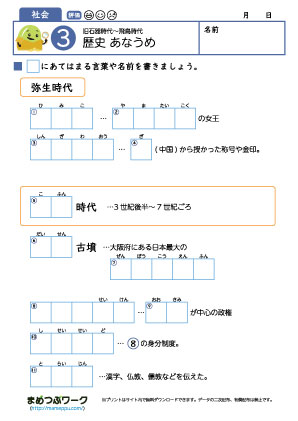 歴史穴埋めプリント3
