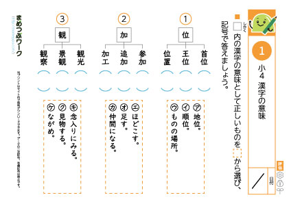 小4漢字の意味プリント1