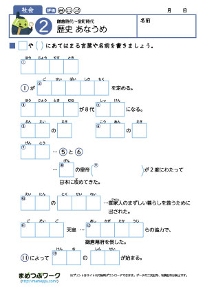 歴史穴埋めプリント2